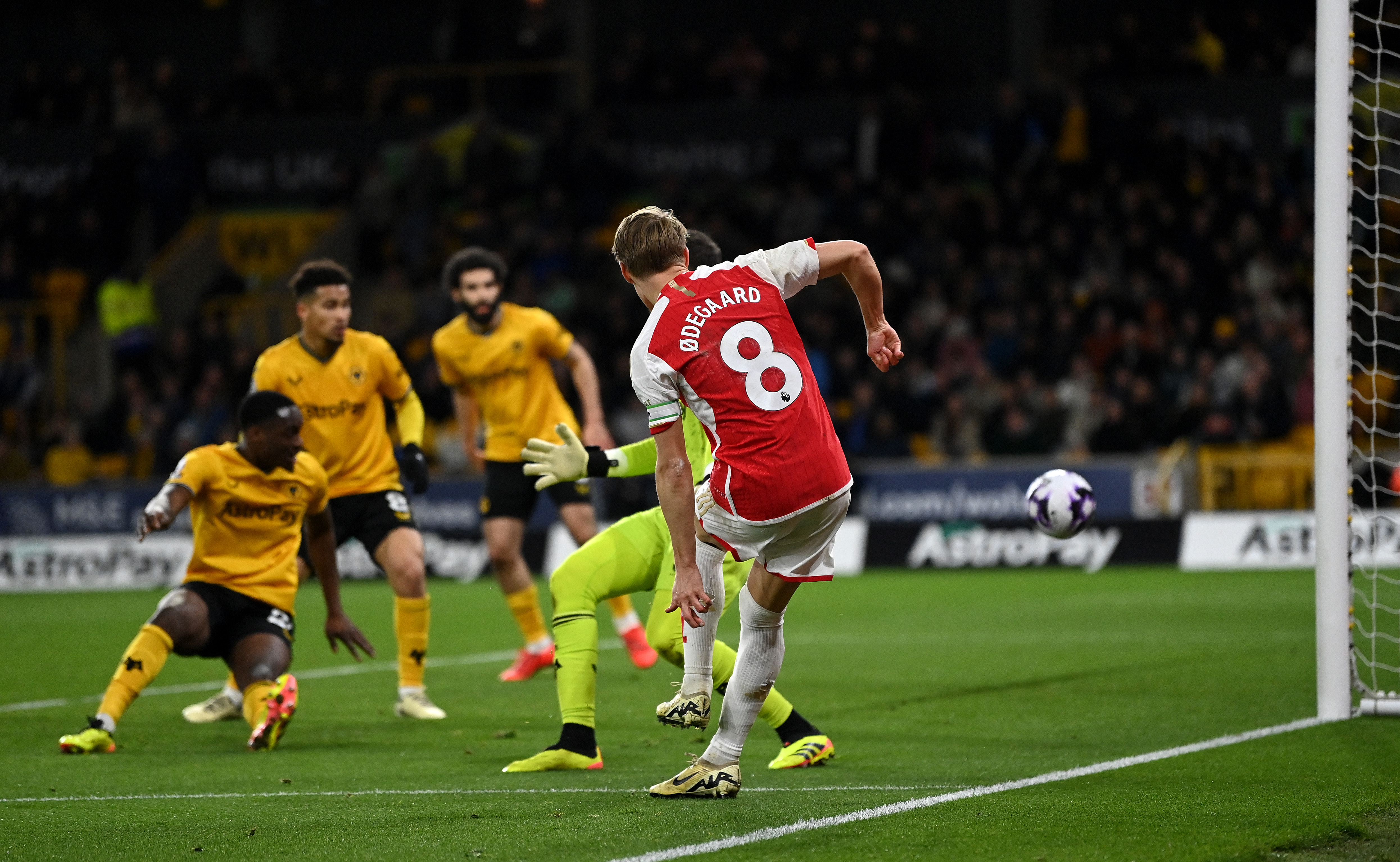 Martin Odegaard would the net from a tight angle in injury time