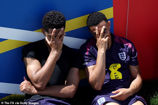 The pair recreated their celebration from the Serbia game in training on Tuesday