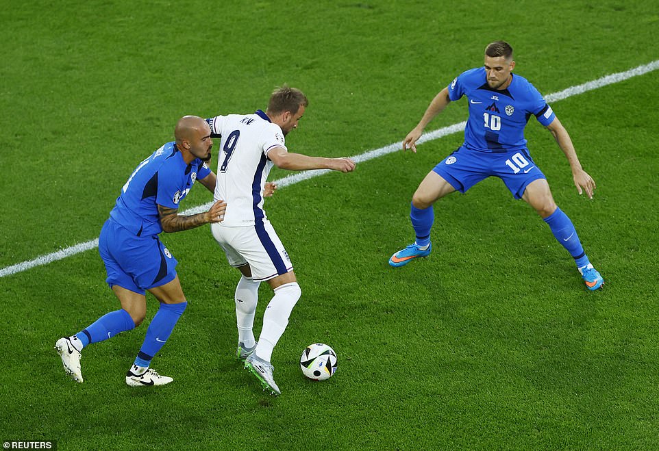 England's Harry Kane with the ball as the Three Lions play against Slovenia at Cologne Stadium in Germany