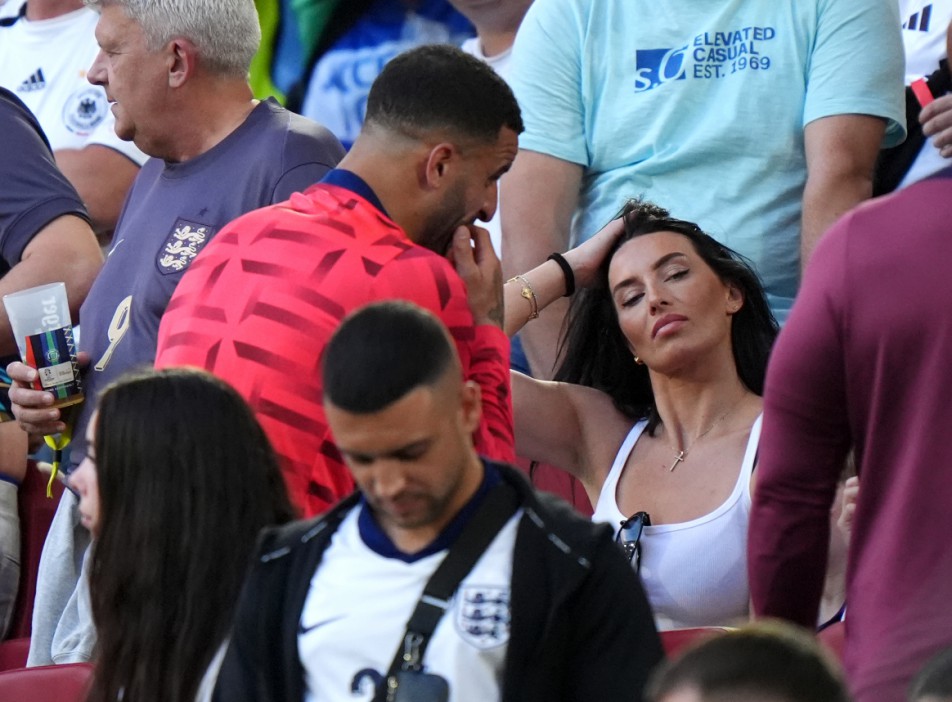 Kyle Walker met with his wife Annie Kilner after England won on penalties