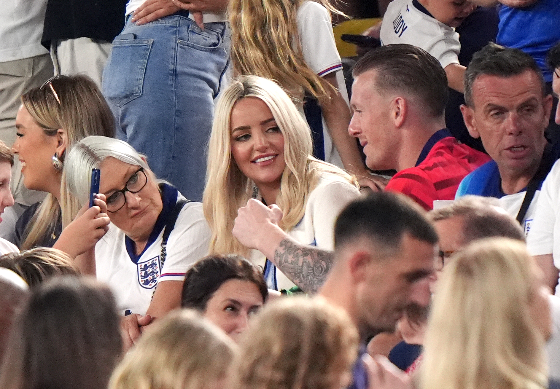 Jordan Pickford chatted to his mum and wife Megan after the game