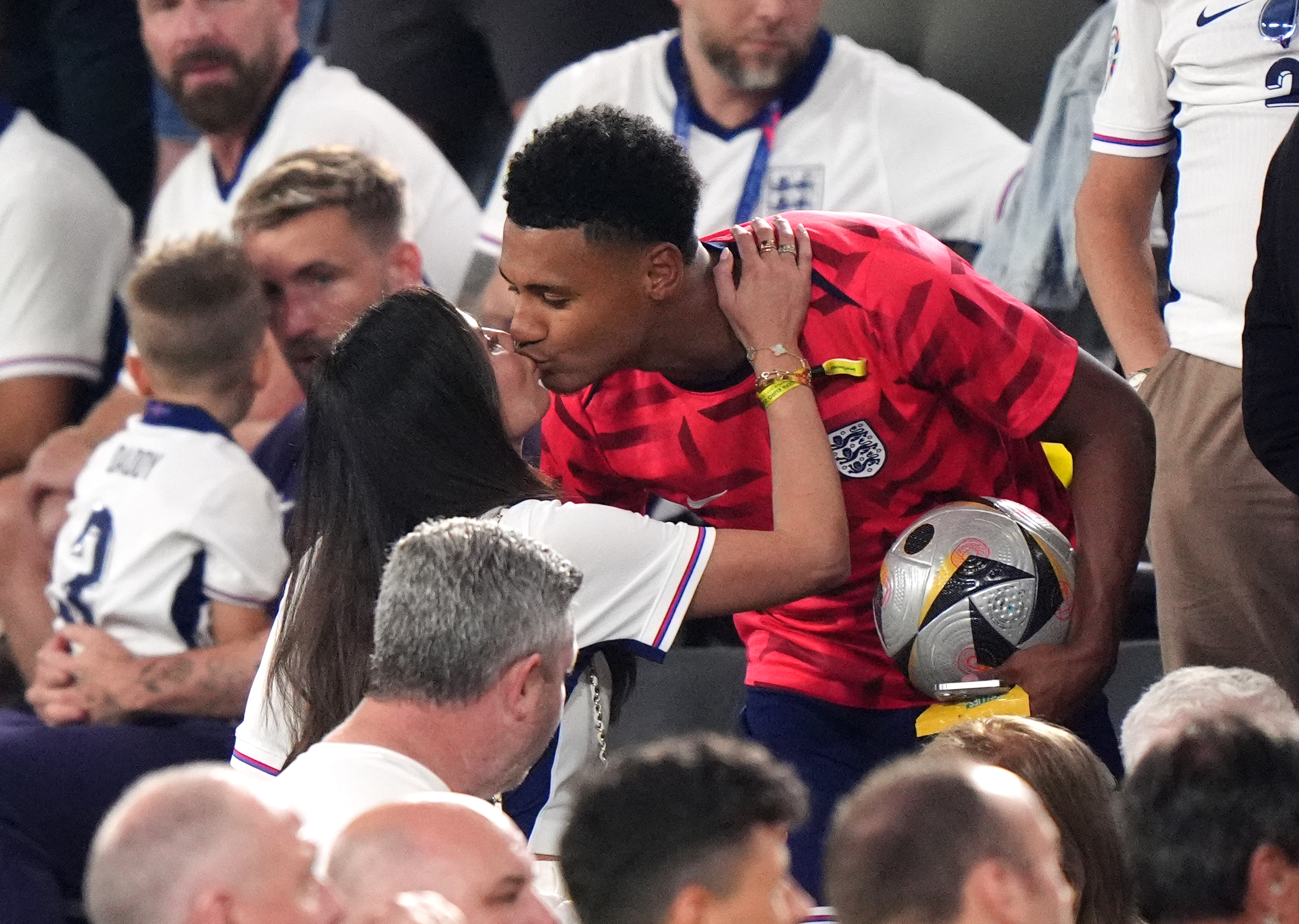 Ollie Watkins celebrated his winner by kissing his girlfriend Ellie Alderson