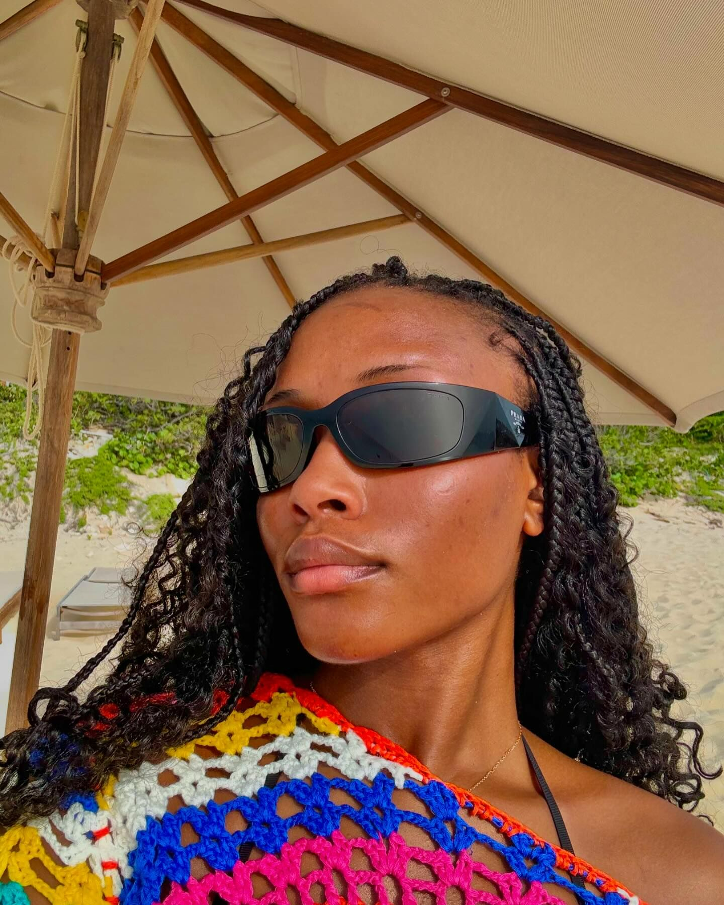 The 23-year-old shared a selfie from the beach